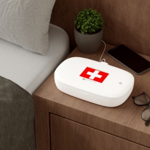 La Suisse pour une économie verte (French) - UV phone sanitizer and wireless charging pad