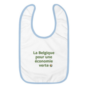 Embroidered baby bib - La Belgique pour une économie verte (French)