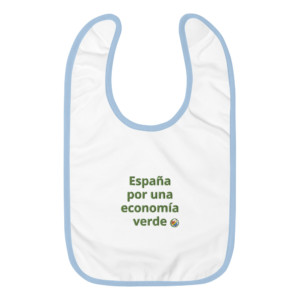 Embroidered baby bib - España por una economía verde (Spanish)