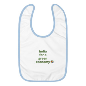 Embroidered baby bib - India for a green economy (English)
