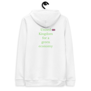 Unisex hoodie (85% organic ring-spun combed cotton, 15% recycled polyester) - United Kingdom for a green economy (English)