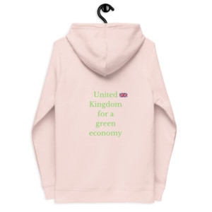 Women's fitted hoodie (80% organic cotton, 20% recycled polyester) - United Kingdom for a green economy (English)